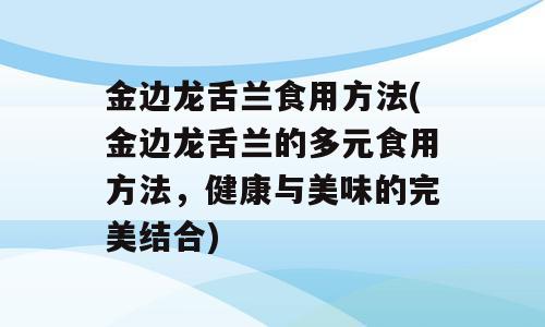 金边龙舌兰食用方法(金边龙舌兰的多元食用方法，健康与美味的完美结合)