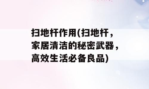扫地杆作用(扫地杆，家居清洁的秘密武器，高效生活必备良品)
