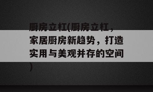 厨房立杠(厨房立杠，家居厨房新趋势，打造实用与美观并存的空间)