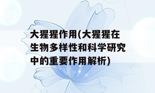 大猩猩作用(大猩猩在生物多样性和科学研究中的重要作用解析)