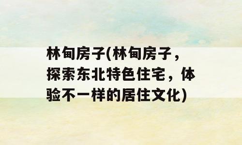 林甸房子(林甸房子，探索东北特色住宅，体验不一样的居住文化)