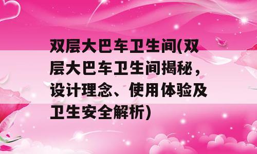 双层大巴车卫生间(双层大巴车卫生间揭秘，设计理念、使用体验及卫生安全解析)