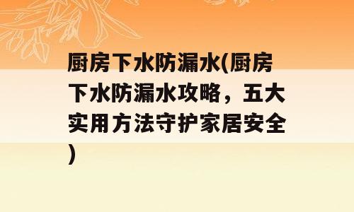 厨房下水防漏水(厨房下水防漏水攻略，五大实用方法守护家居安全)