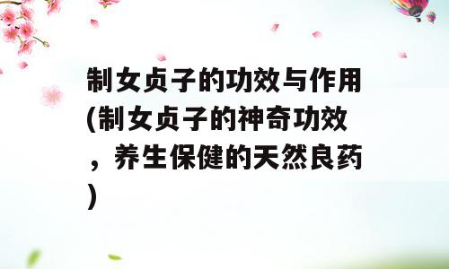 制女贞子的功效与作用(制女贞子的神奇功效，养生保健的天然良药)